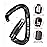 BEIFENG Auto Locking Carabiner 25KN Climbing Carabiner Large Carabiner Clip Obtained UIAA Certification Heavy Duty Carabiners Suitable for Rock Climbing, Camping, Gym,Rescue Black (Black&Silver-2PCS)