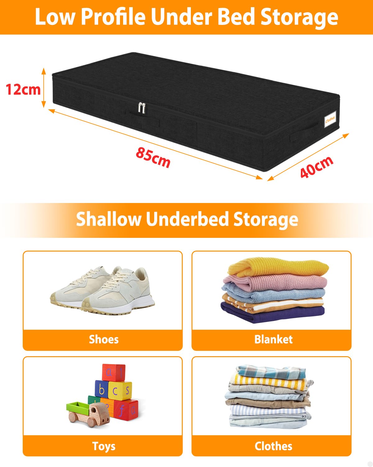 mepure 12CM Height Low UnderBed Storage Boxes With Lid - Image 3