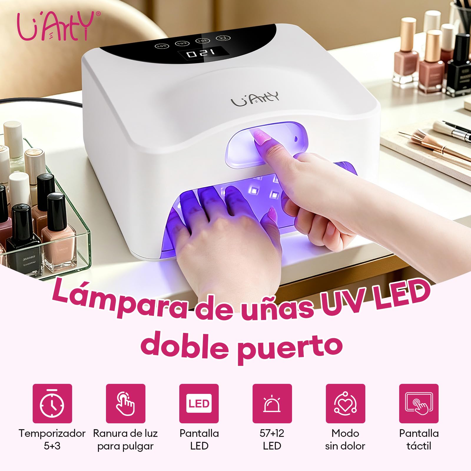 Dual Ports - Lámpara de uñas UV LED con luz para el pulgar
