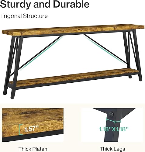 Miniatura 7 de Tribesigns Mesa de sofá extra larga de 70.9 pulgadas detrás del sofá, mesa consola de entrada industrial para pasillo, entrada y sala de estar,