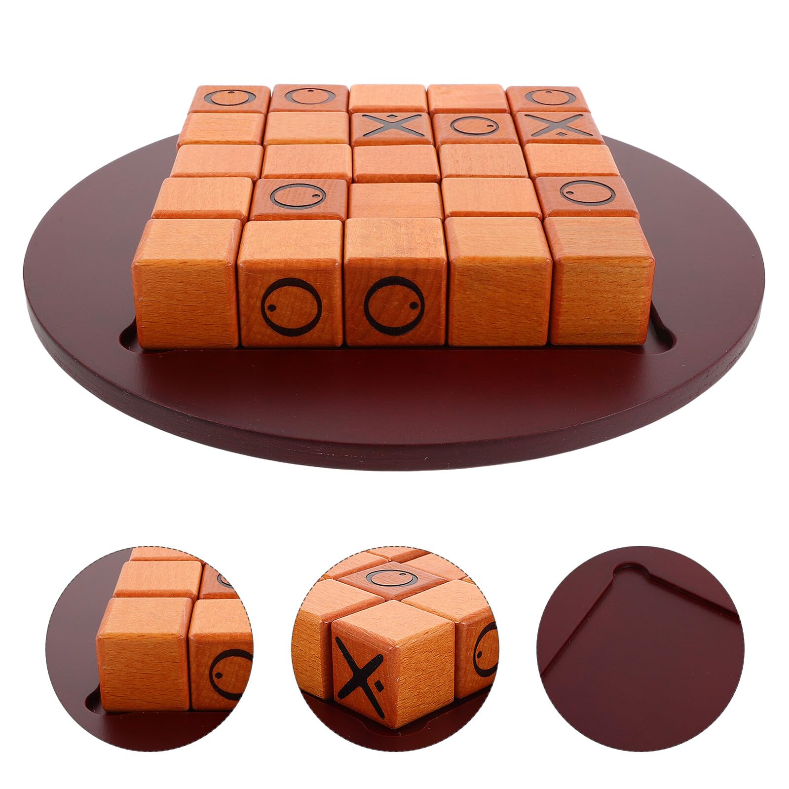 Toyvian Jeu de Société Bois avec Pousse-bœuf Échecs Tactiques Géométriques Puzzle Portable pour Jouer à Extérieur Parc Jardin