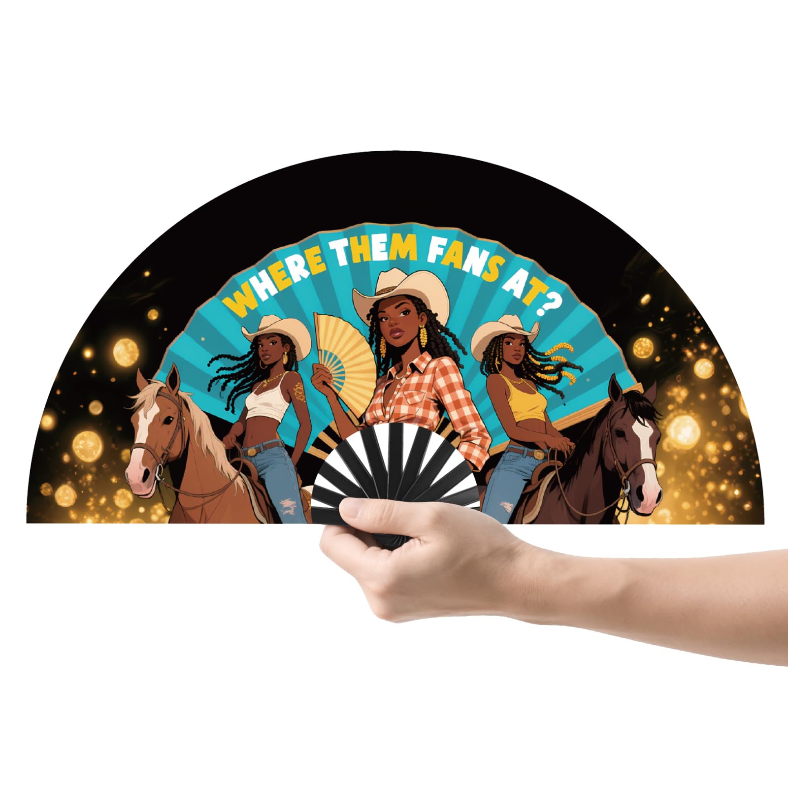 Where Them Fans at Clack Fan,Boots on The Ground Hand Fan,Fans for Line Dancing,Western Large Festival Folding Fans,Boots on The Ground Fans That pop,26in Brown