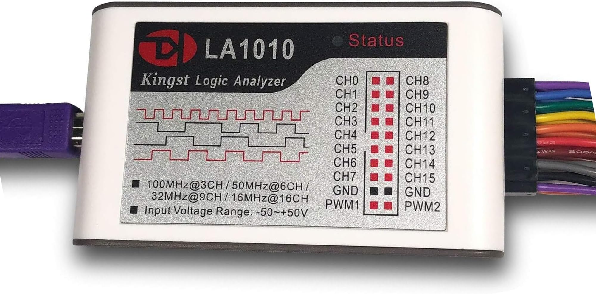 MiiElAOD LA1010 USB Logic Analyzer 100M Max Sample Rate,16 Channels,10B Samples, MCU,ARM,FPGA Debug Tool English Software