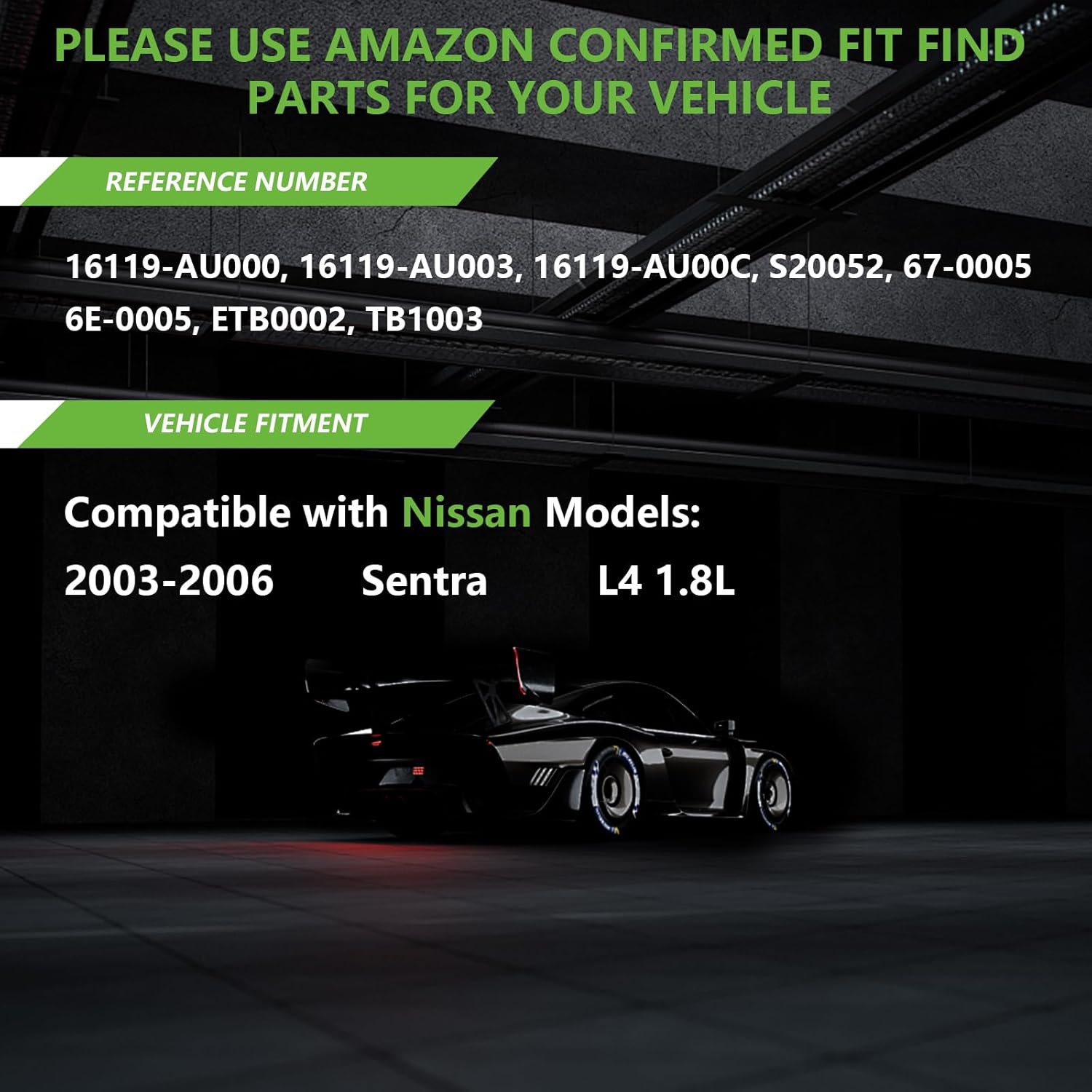 Electronic Throttle Body Assembly Fit for Nissan Sentra 2003-2006, L4 1.8L, Naturally Aspirated, with TPS, Replace # 16119-AU000, 16119-AU00A, 16119-AU00B, S20052, 67-0005, 6E-0005, ETB0002, TB1003