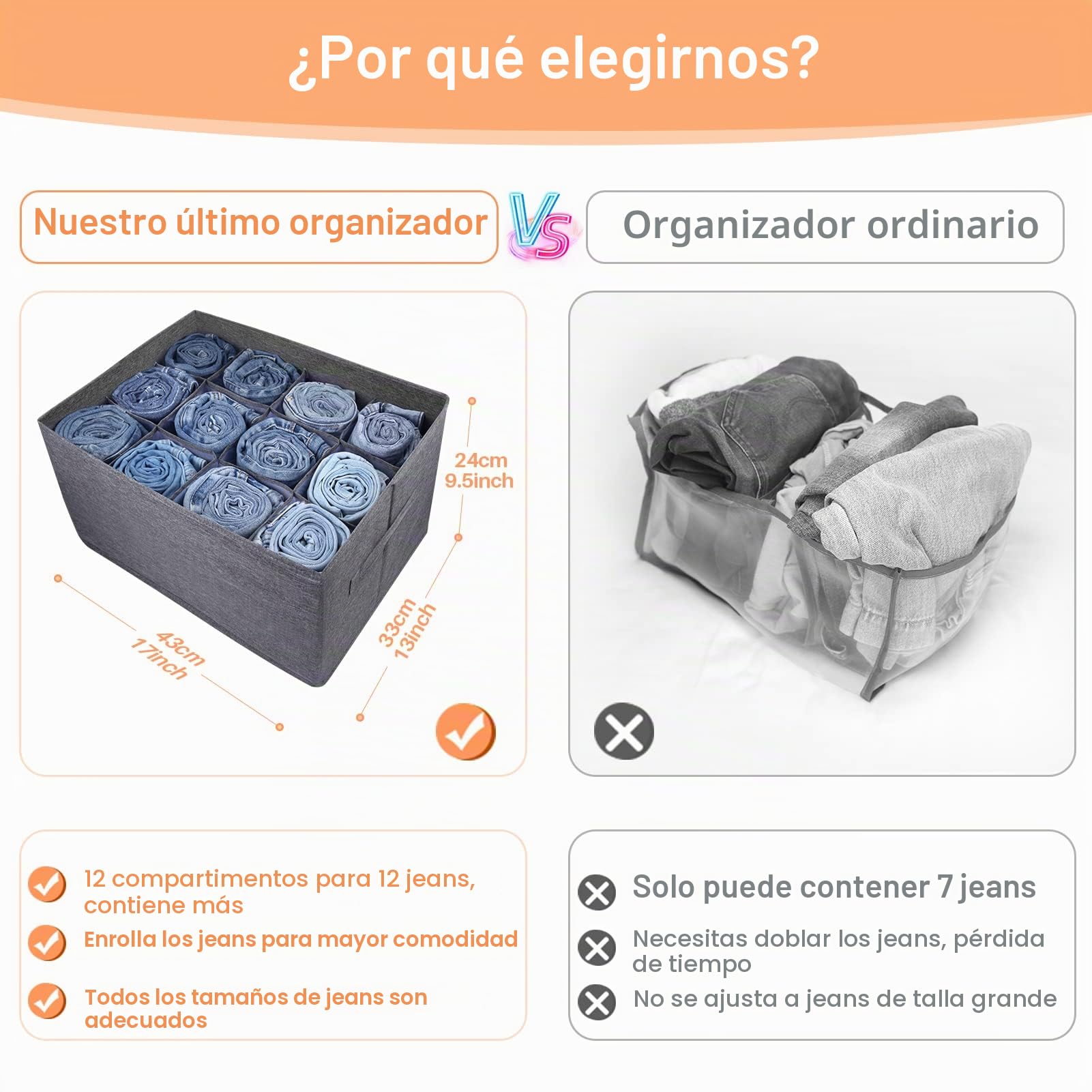 EASEVE 4 Piezas Armario Organizador Cajón Caja De Almacenamiento Para Ropa - 12 Celdas Cajones Sistema De Organización Armario Ropa Cajas De Almacenamiento Para Jeans, Pantalones, Toallas
