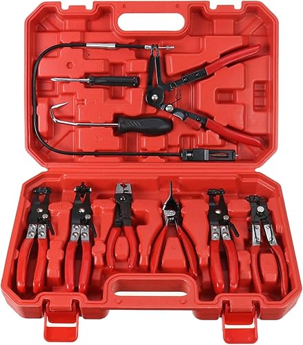 Handor 9 alicates de abrazadera de manguera, juego de alicates de abrazadera de manguera de largo alcance, combustible y aceite, herramientas