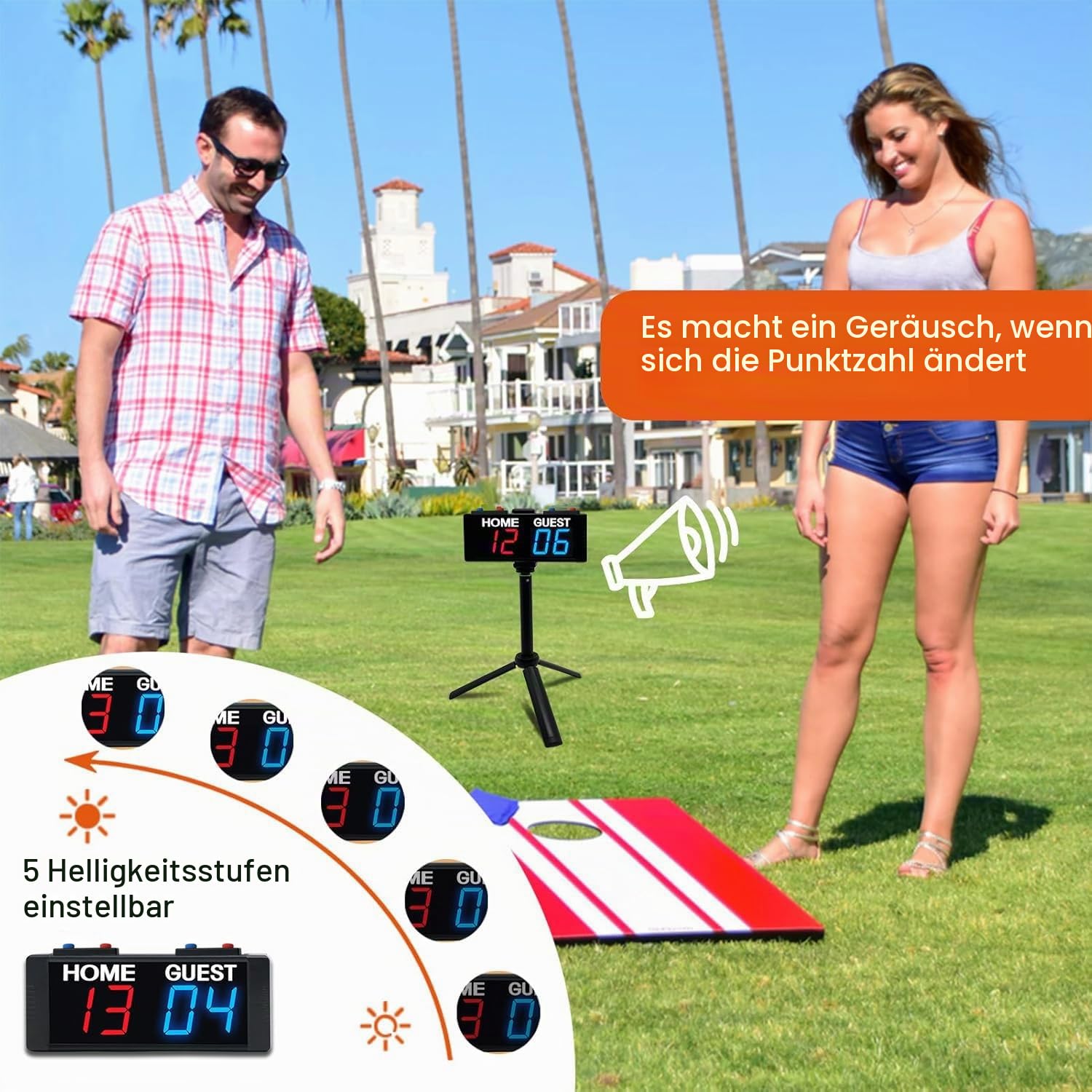 YZ LED Tragbare Elektronische Anzeigetafel Fussball, Cornhole Zähltafel, Tischtennis Zähler, Tennis Punktezähler, Digital Scoreboard, für Volleyball, Basketball, Badminton, Pool Sports Indoor Outdoor