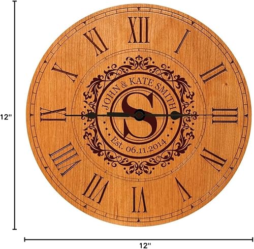 Miniatura 9 de LifeSong Milestones Reloj de pared de cerezo, personalizado con números romanos, funciona con pilas, 12 x 12 x 1.5 pulgadas