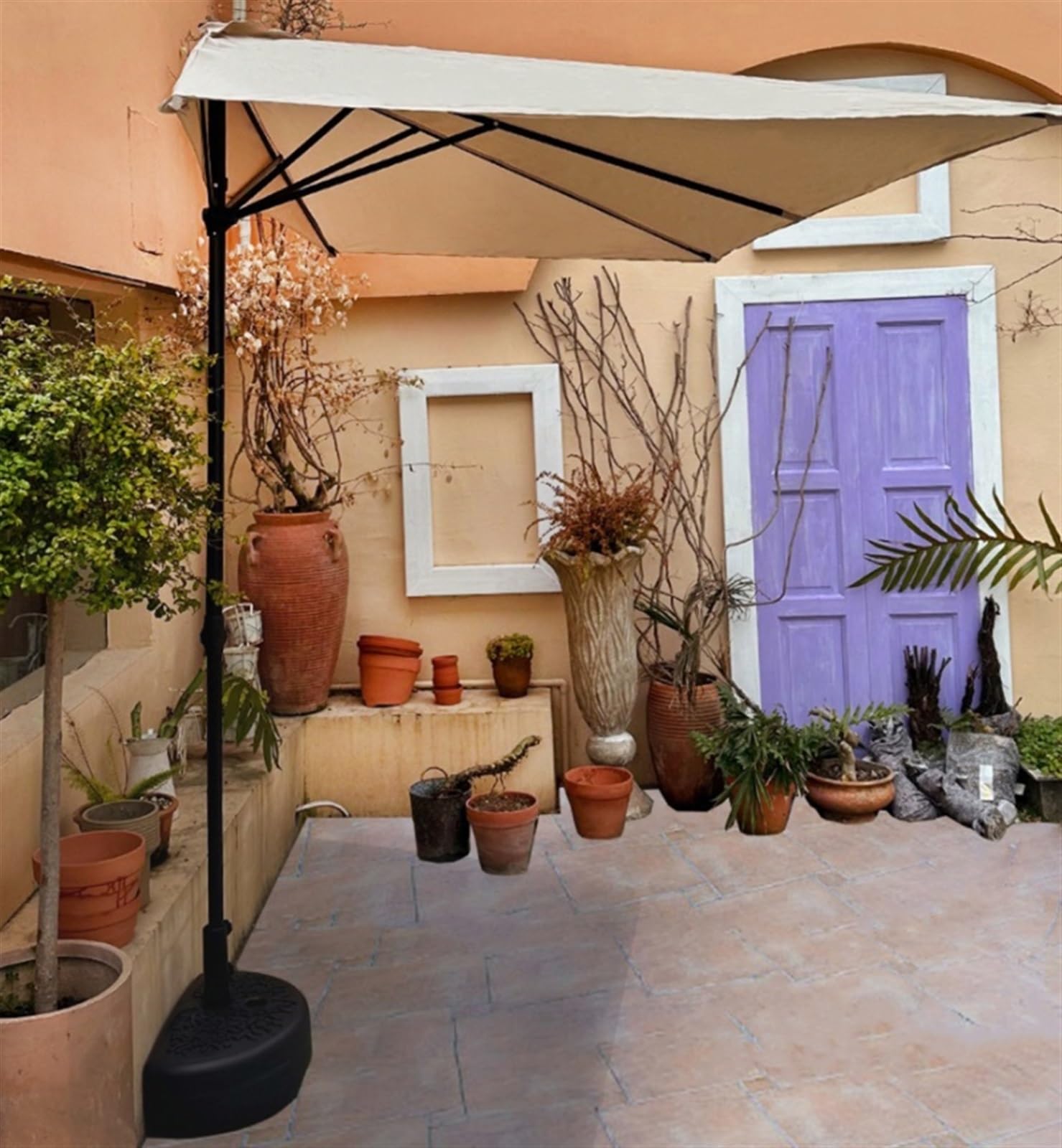 Ombrellone Ombrellone Rettangolare per metà da Esterno, Resistente, per Giardino con Patio, Senza Base Esterno