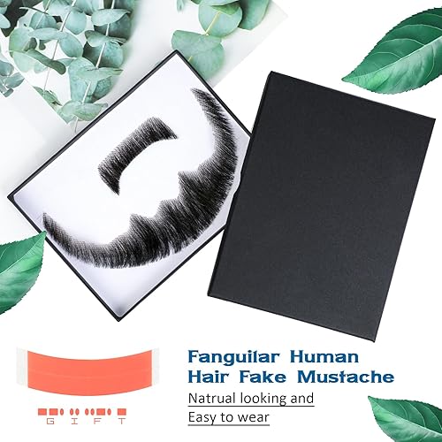 Miniatura 5 de Fanguilar 100% cabello humano atado a mano completa de encaje falso bigote de cabra, cabello humano de barba falsa maquillaje realista para
