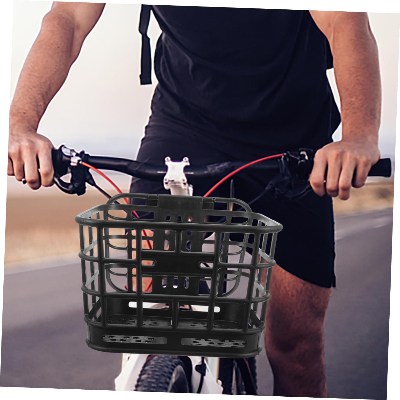 Fahrrad Frontbehälter Schwarz aus Kunststoff mit Großer Kapazität | Stabil Verarbeitet, für Vorne Am Rad, Passendes Zubehör für Erwachsene