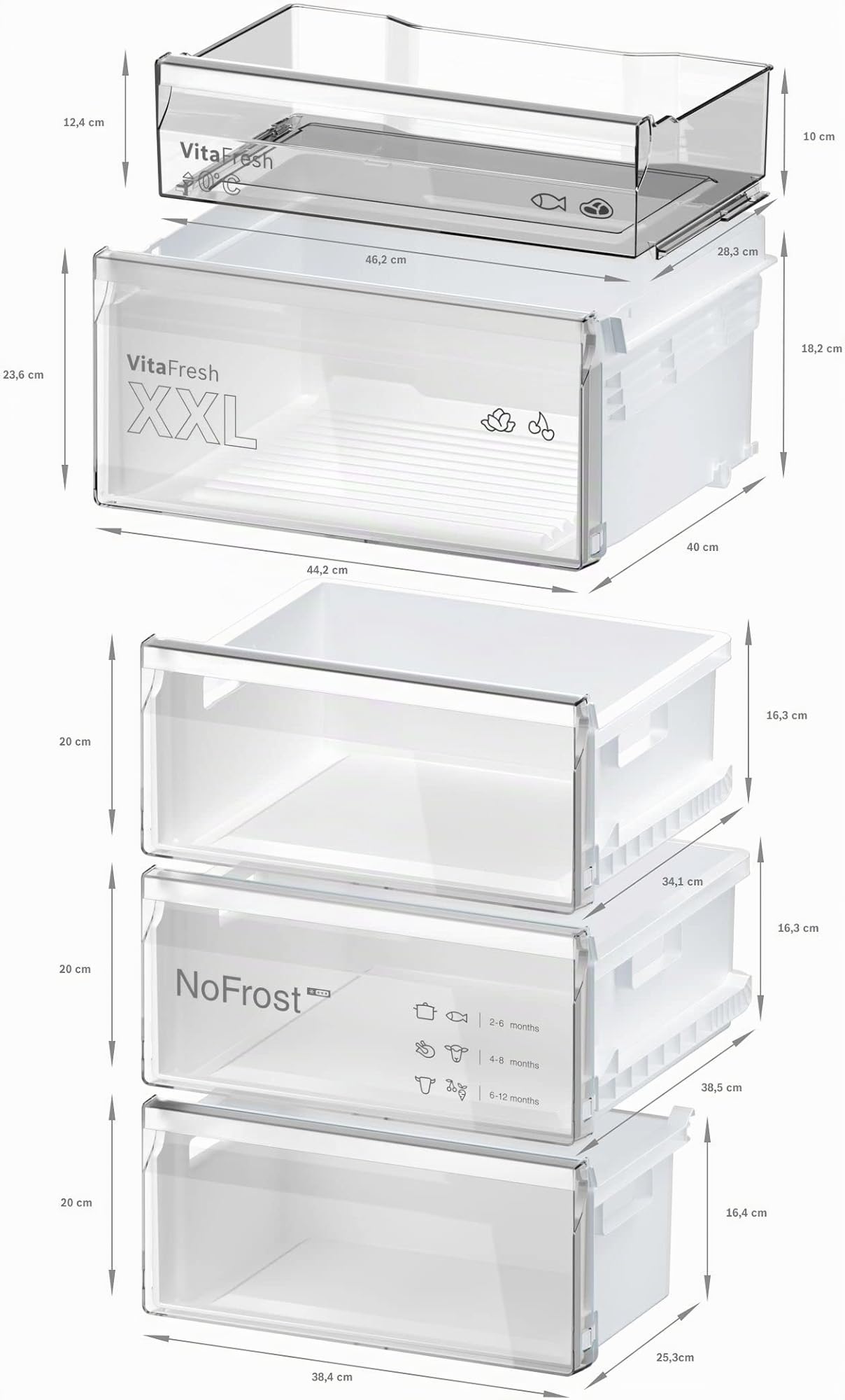 Bosch Serie 4 Kühl-Gefrier-Kombination KGN392LAG, 203x60 cm, 260 L Kühlen & 103 L Gefrieren, Total No Frost, VitaFresh XXL, Extra leise, Metall-Optik
