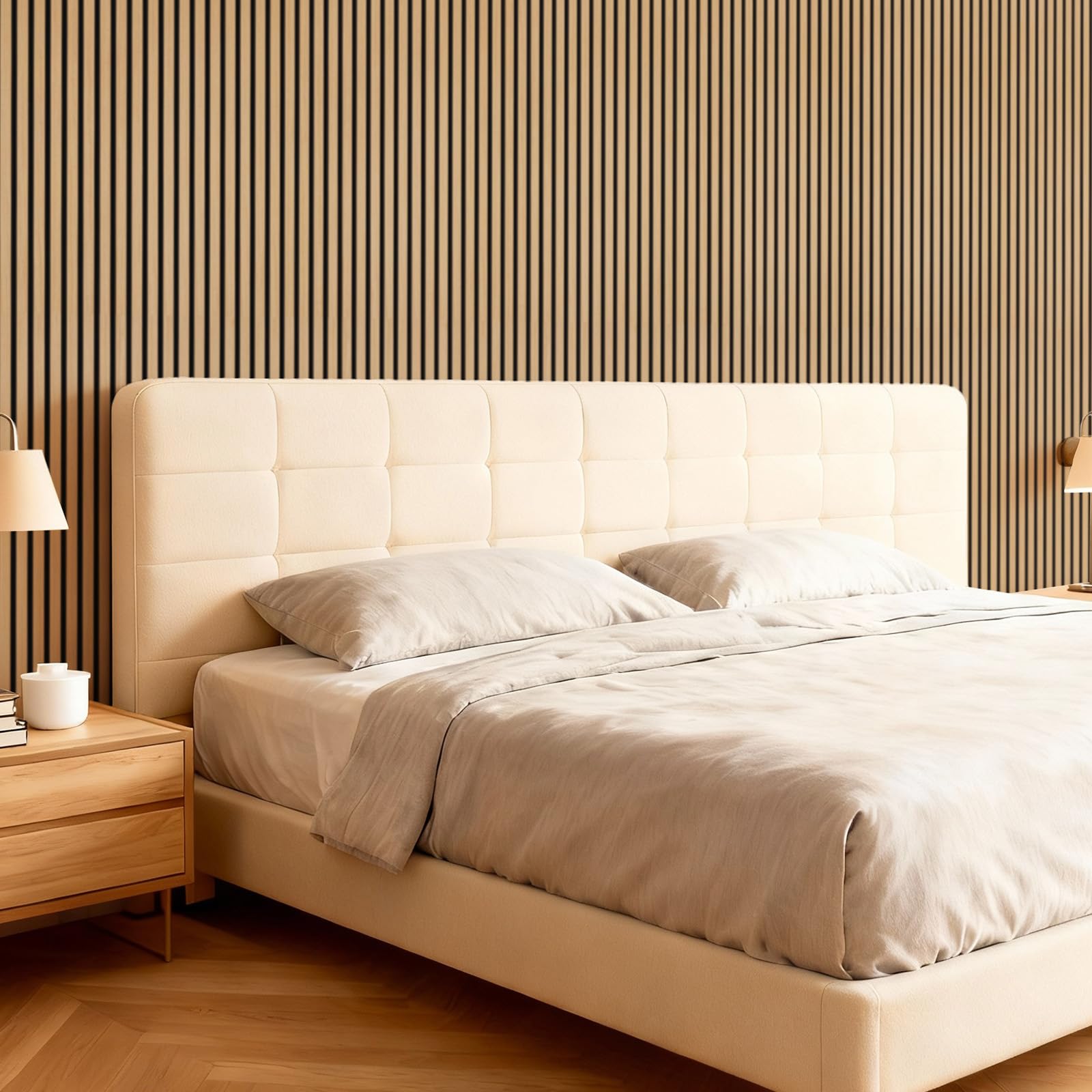 TONOR Pannelli Fonoassorbenti Legno Impiallacciato 120 x 60 cm 2.88㎡ Pannelli Decorativi Pareti 3D Teak