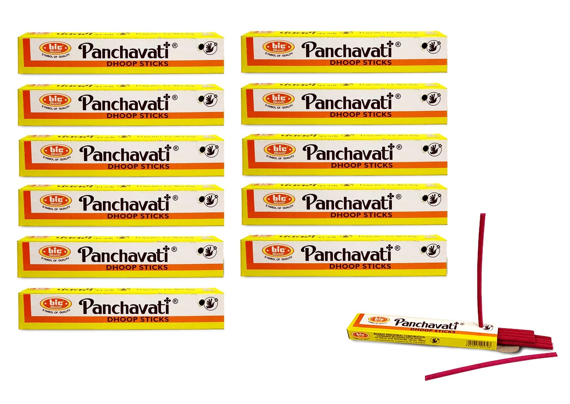 De-Ultimate Box Pack of 12 (10 Sticks Per Box) Panchavati Premium Incense Scented Dhoop Sticks Pure Natural for Aroma & Smoke, Home Temple Worship, Peace & Harmony, Purification, Positive Energy-image-0