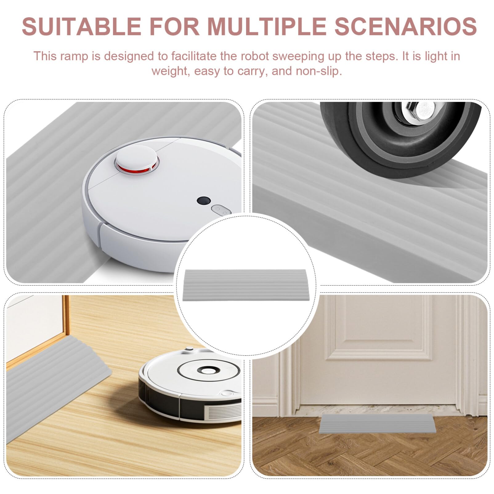 Healeved Rampa De Plástico Antideslizante para Robot Aspirador Entrada De Umbral Portátil para Hogar Tienda Hotel Facilita Subida De Escalones Pequeños Y Bordillos