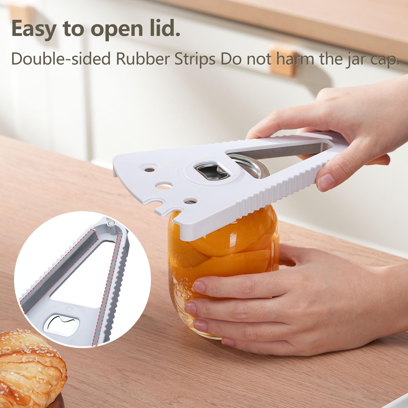 Jar Opener Bottle Opener Can Opener Essential Oil Bottle Opener for Weak hands, Seniors with arthritis and anyone with low strength,7 in 1 Multifunctional magnetic design ergonomic.