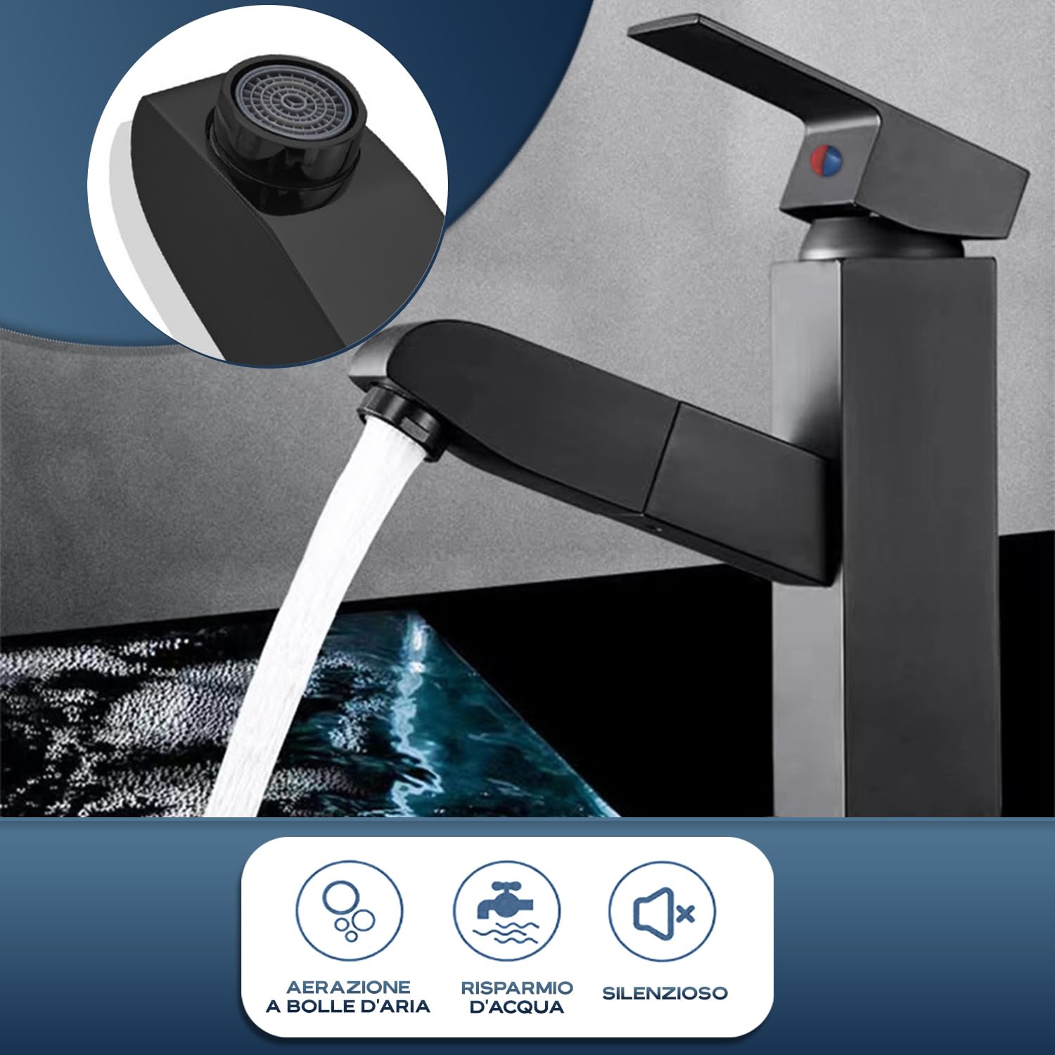 Rubinetto Lavabo Bagno Con Doccetta Estraibile - Acciaio Inox, Monocomando, Con Tubi Flessibili - Foto 9