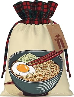 Plpolkjjk Delicious Sweet Ramen Print Print Christmas Wrapping Bags Xmas Gift Bags For Treat Goodies Wendding Party Small