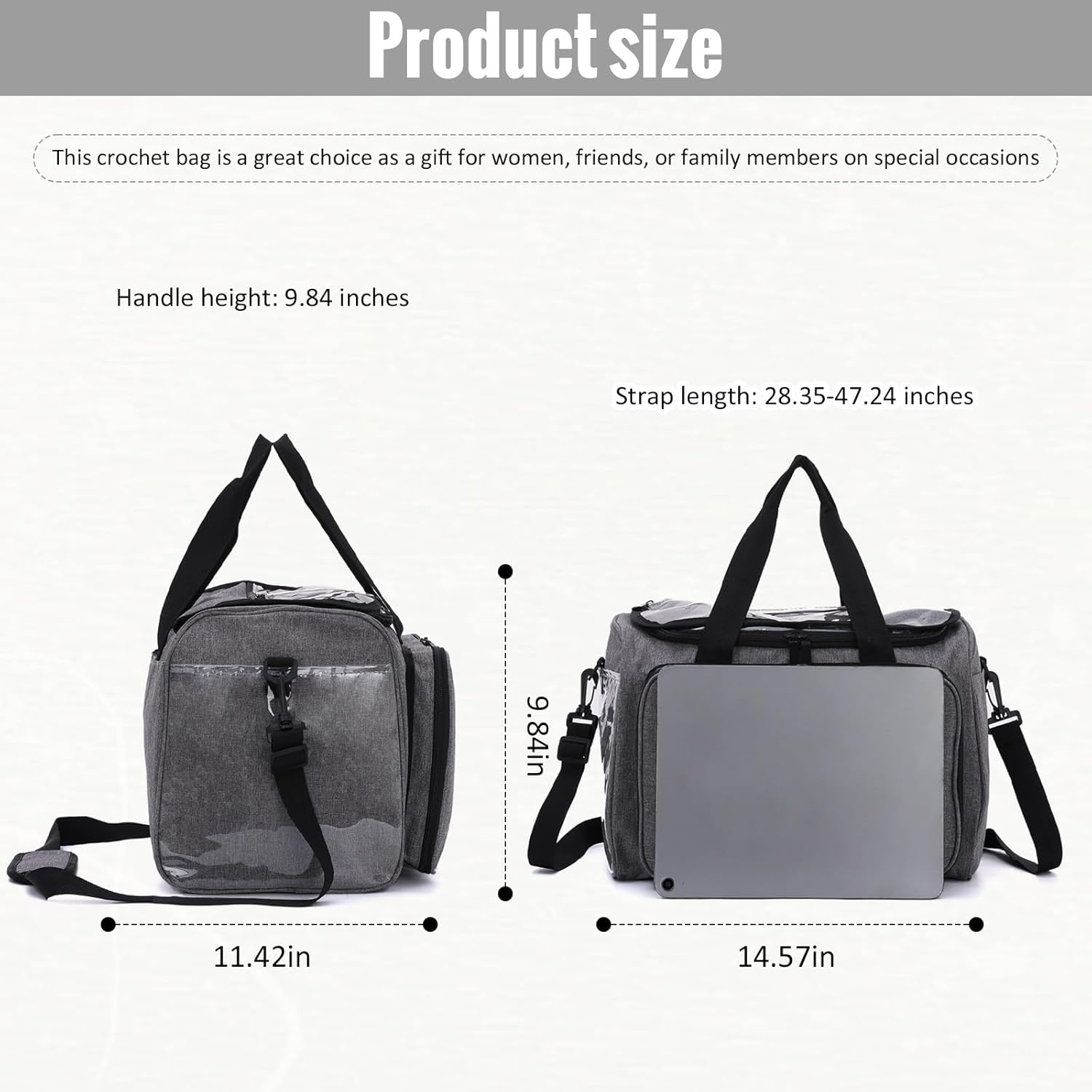 SUKUTU Crochet Bag Organizer Large Knitting Tote Bags Yarn Bags Knitting Needles Crochet Hooks Crochet Accessories Storage Bags