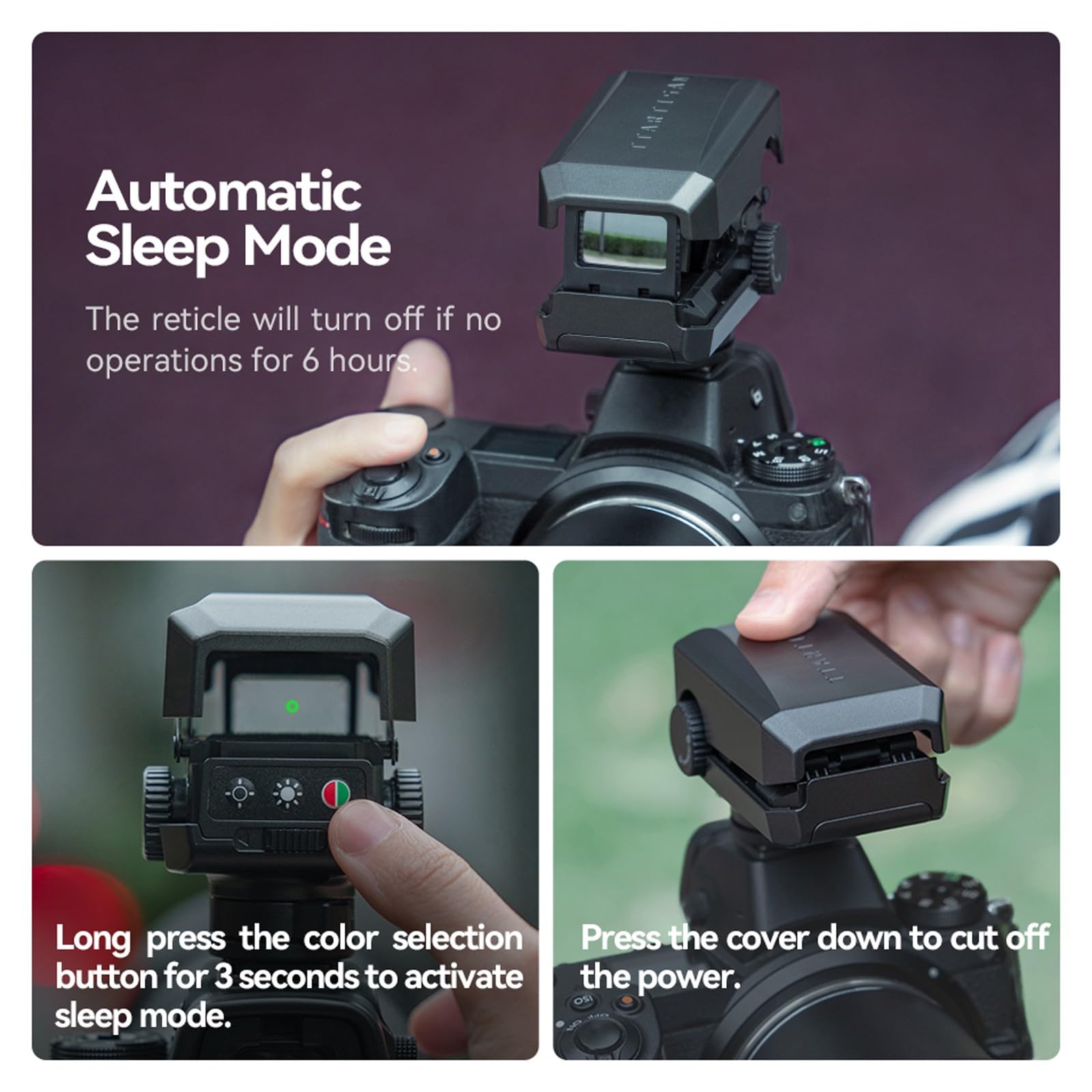 TTArtisan Dot Sight Red/Green Reticle Dot Sight pour la photographie téléobjectif, prise de vue d'oiseaux, avec 5 réglages de luminosité, griffe froide universelle compatible avec Canon Nikon Sony Fuj