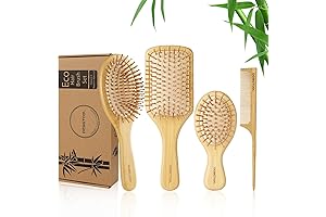 Bamboo Hair Brush and Comb Set for Healthy Hair