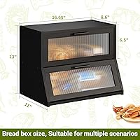 Vista 7 de BMOSU Panera grande de doble capa de bambú para encimera de cocina, contenedor de pan, contenedor de pan de granja, contenedor de almacenamiento