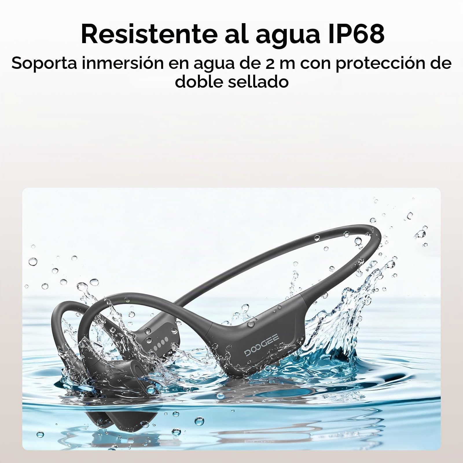 Auriculares para Nadar IP68,Auriculares de Conducción Ósea Impermeables Bluetooth 5.4,64GB MP3,10 h de Batería,para Natación,Running, Gimnasio,Deportes Acuáticos y Entrenamiento,Gris Oscuro
