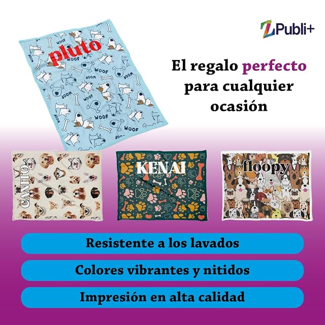 Foto 4 de 6 de ZPUBLI+ Manta para Mascotas Personalizada con Nombre y Texto (Modelo 3)