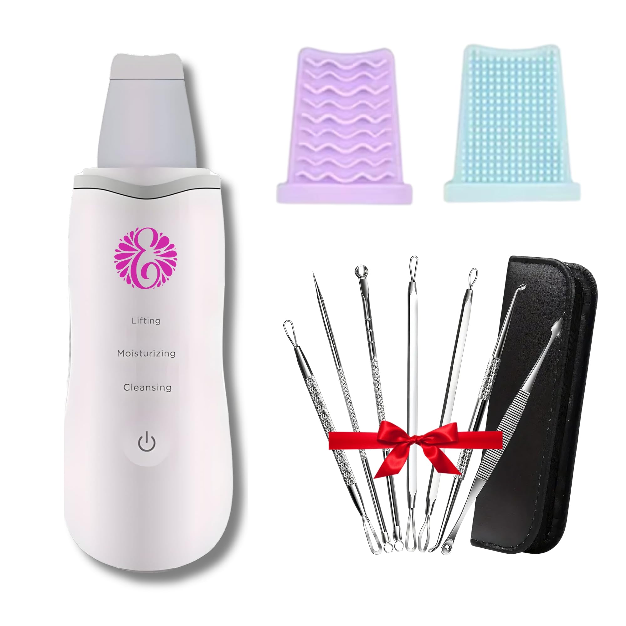 Ultradźwiękowy peeling do twarzy z 3 trybami, szpatułka do oczyszczania twarzy, peeling do twarzy, lifting twarzy, debugger do skóry, zestaw 7 narzędzi do usuwania zaskórników i czarnych kropek w