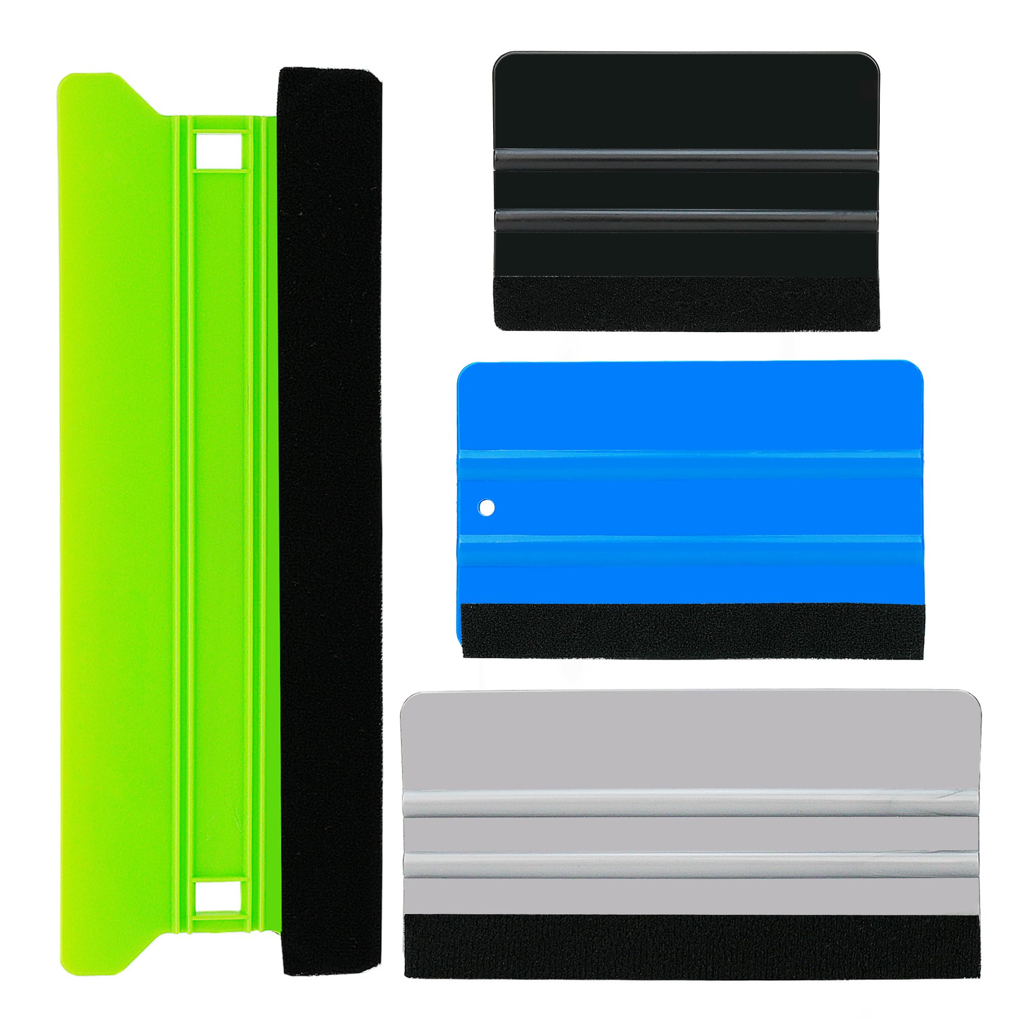 Umaki 8IN/6IN/5IN/4IN Plastic Squeegee, 4Piece Felt Edge Squeegee Vinyl Applicator, Dust Cleaning Tool, Wallpaper Tools, Scratchless Application for Car Wraps, Craft Vinyl, Paint Protective Film — image 1