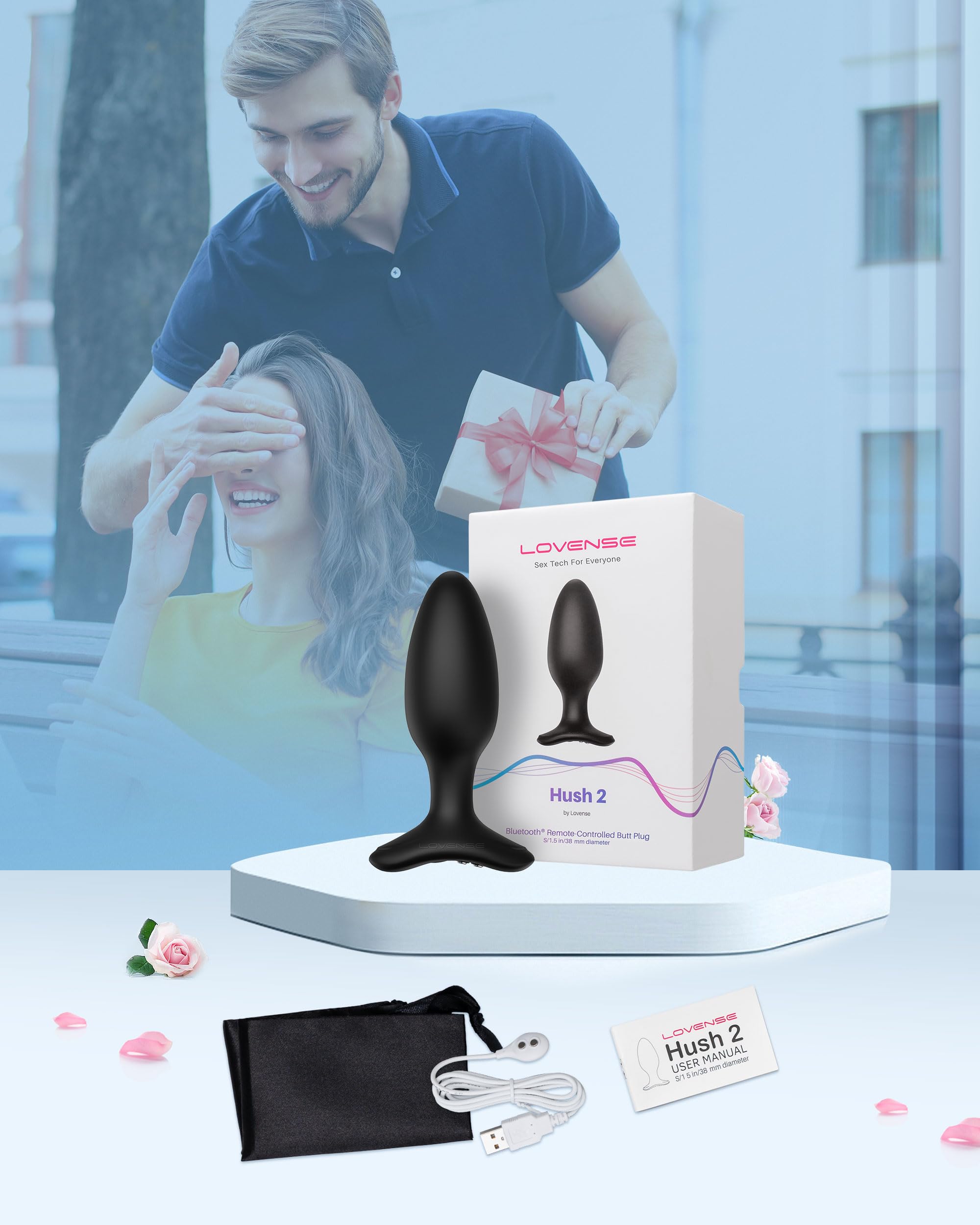 LOVENSE Hush 2 Plug Anal Vibrant S 38 mm, Masseur de Prostate Sex Toys | Pour niveau intermédiaire, contrôle via application Bluetooth, silicone doux, étanche IPX7, homme femme