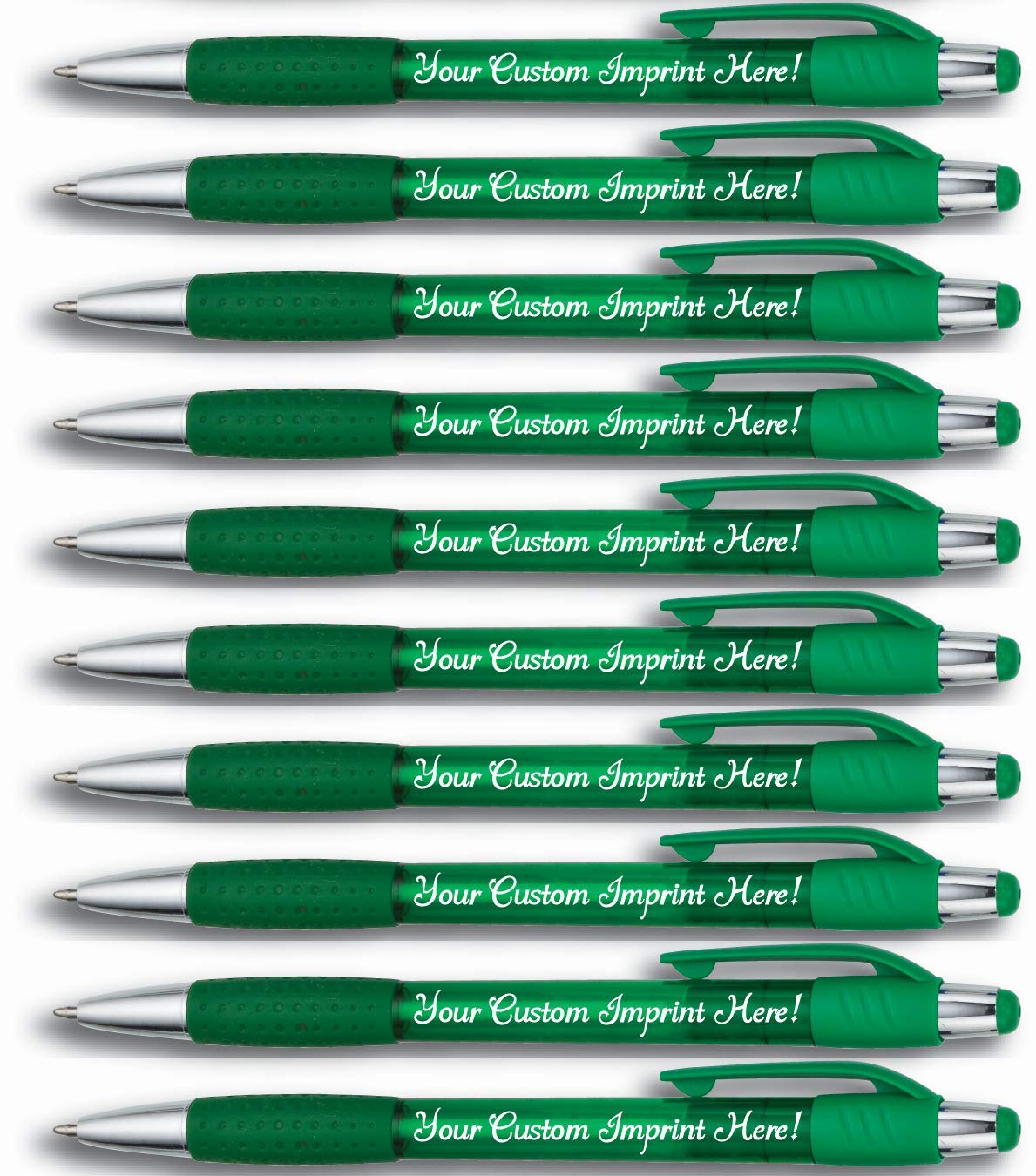 Express Pencils Personalized Ballpoint Pen - The Cutey Click Custom Printed - Full color Name/Logo/Text/Message with Personalization - 12 Qty (Translucent Green)