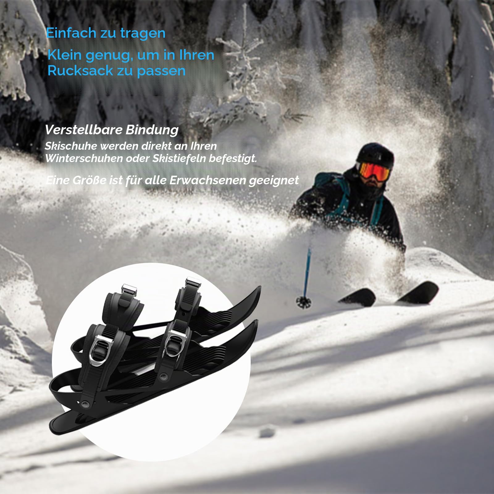 Mini Short Ski Skates for Snow，Mini Short Ski Skates for Snow Pro Version,Adjustable Short Mini Ski Skates,Short Snowskates Snowblades Skiboards for Winter Sport Skiing Equipment