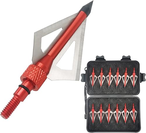 Miniatura 19 de 12 unidades de 100 granos de caza con flechas atornilladas, 3 cuchillas, puntas de flecha compatibles con ballesta y arco compuesto + 1 estuche