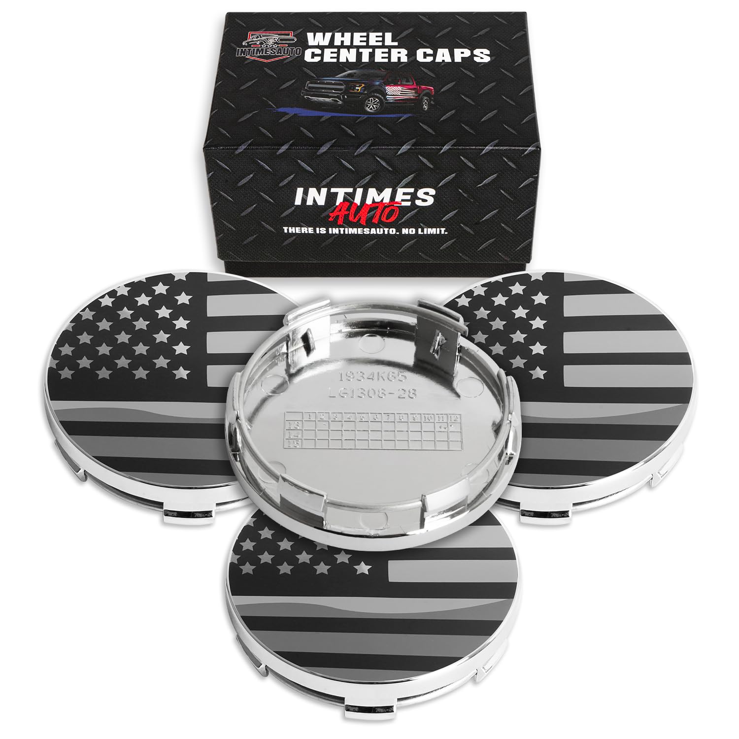 InTimesAuto Chrome American Flag 65mm Caps