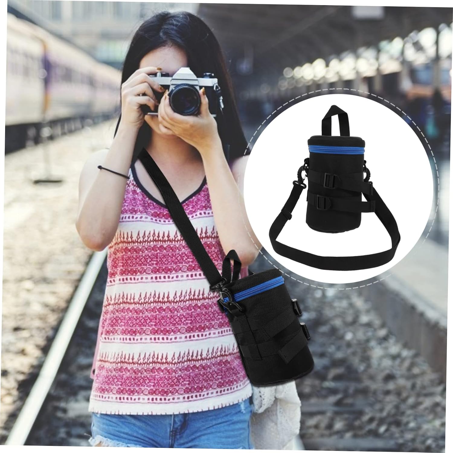 1pc Shockproof Camera Lens Pouch Portable and Protective Bag for and Accessories for Travel and Outdoor Use
