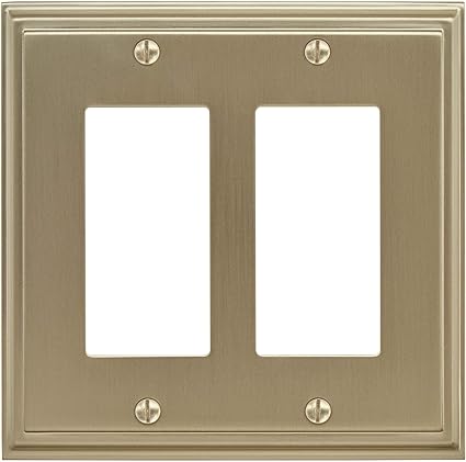 Wall Plate | Golden Champagne | 2 Rocker Switch Plate Cover | Mulholland | 1 Pack | Decora Wall Plate | Light Switch Cover