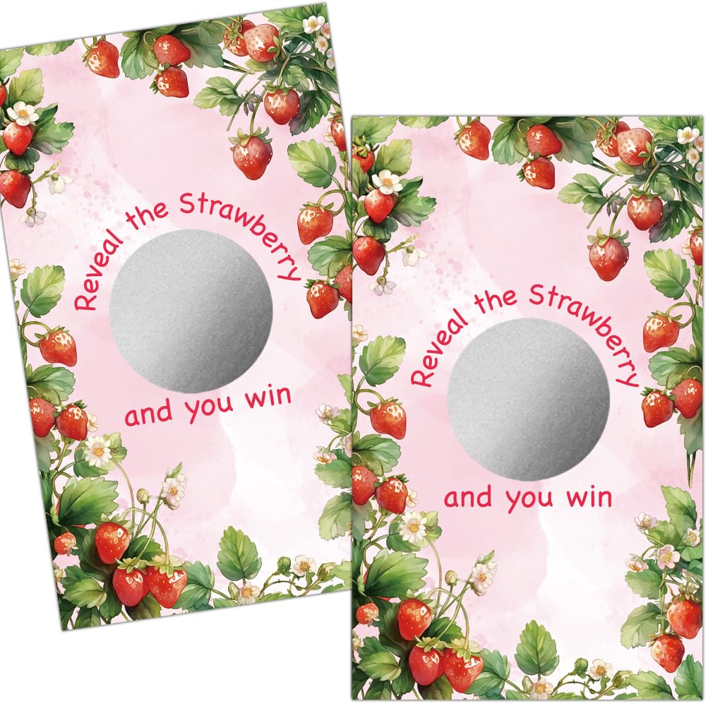 Haizct 50 Pack Reveal The Strawberry Theme Scratch Off Game, Scratch Card for Strawberry Baby Shower Decorations, Pink Wedding Activity, Gender
