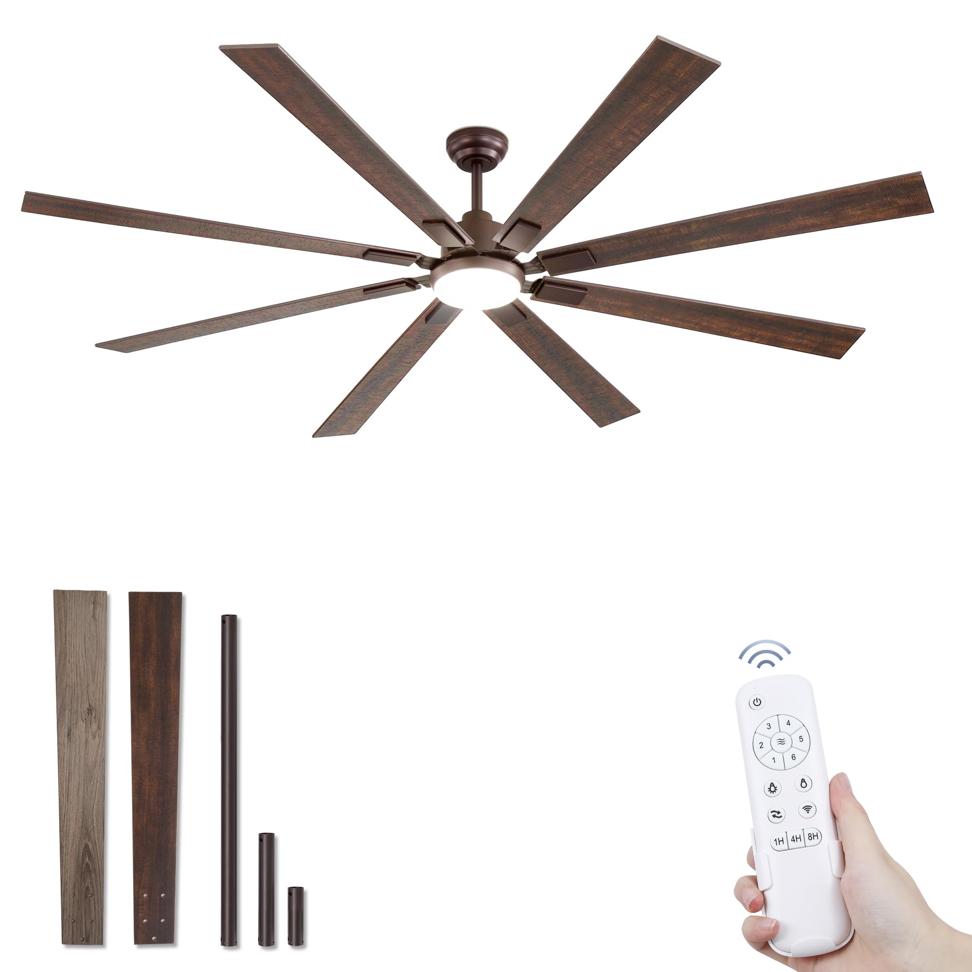 ZMISHIBO 80 Inch Oil Rubbed Bronze Ceiling Fans with Lights and Remote, Indoor/Outdoor Farmhouse Ceiling Fan for Living Room Patio, 6 Speed Reversible Quiet DC Motor, 3CCT, Dual Finish Blades