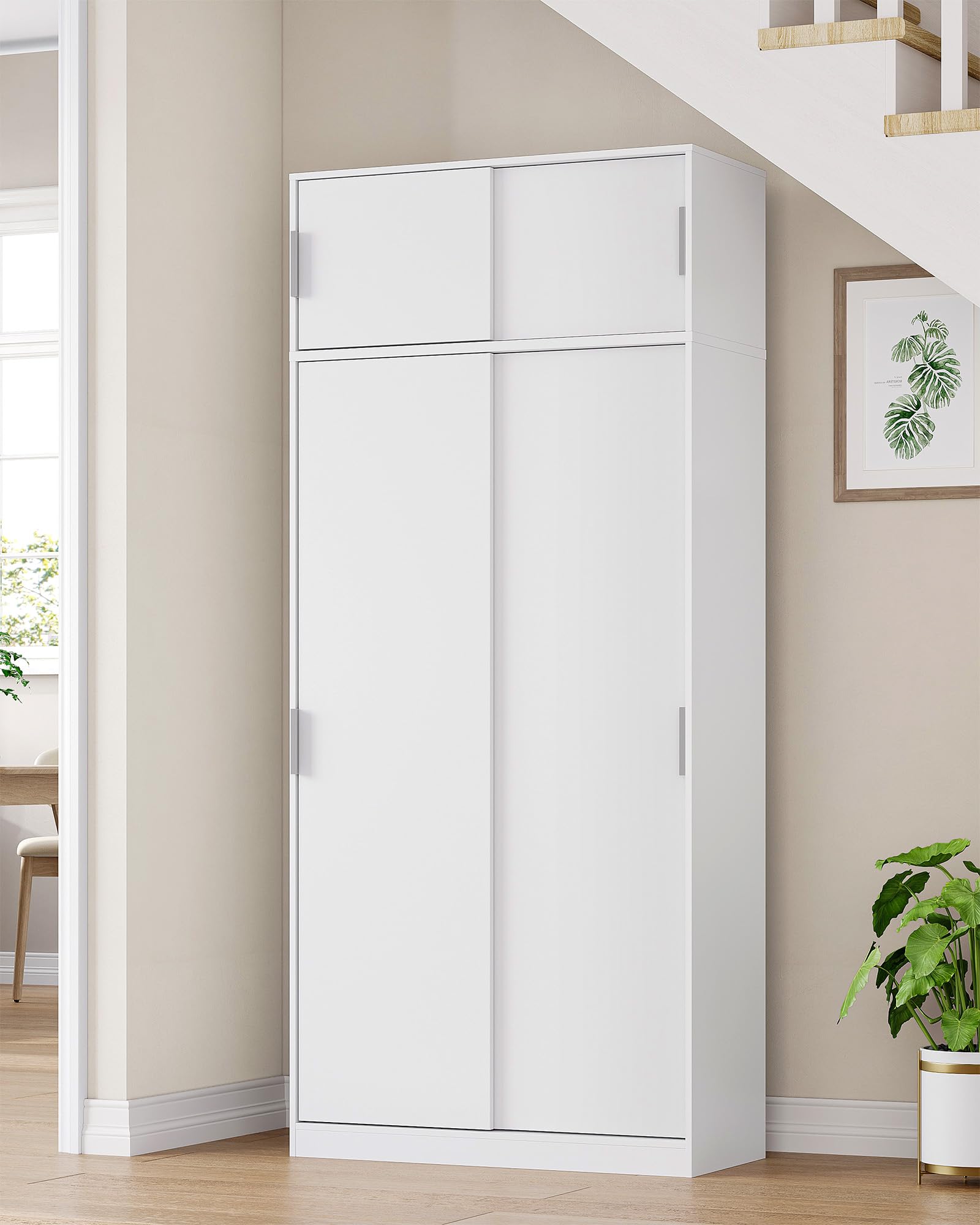 Hzuaneri Mobiletto Portascope Multifunzione,Vano Aspirapolvere,35x80x180 cm