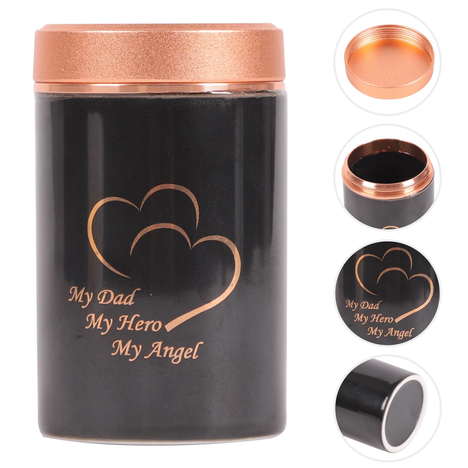 Small Urns for Human Ashes Dad Mom - Beautiful Tiny Keepsake Urns Brother Sister - Mini Urn Made of Ceramic - Hold 5 Cubic Inches of Ashes (My Dad, Black)