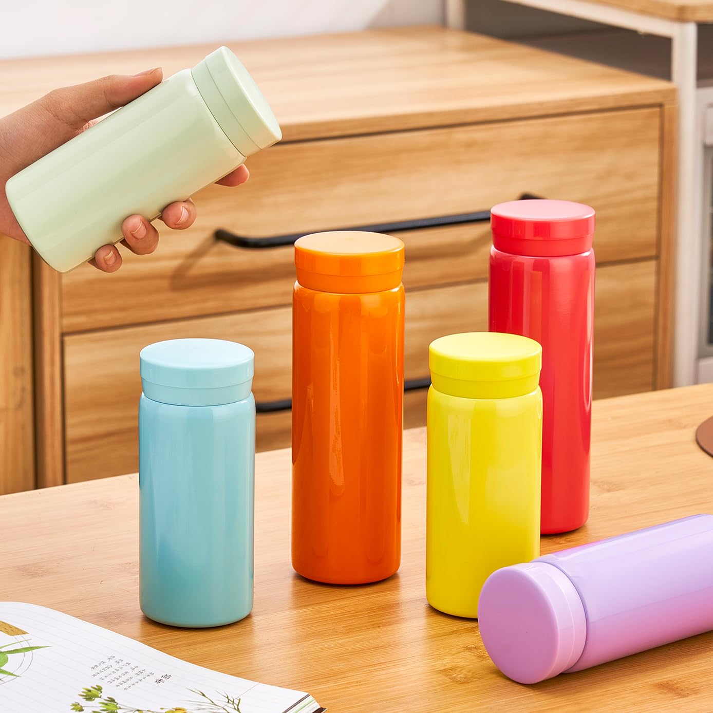 Small Flask, Cute Water Bottle, Vacuum Insulated Flask for Hot & Cold Drink, Keep 12H Hot & 6H Cold (Rose Red, 280ml) - Image 4