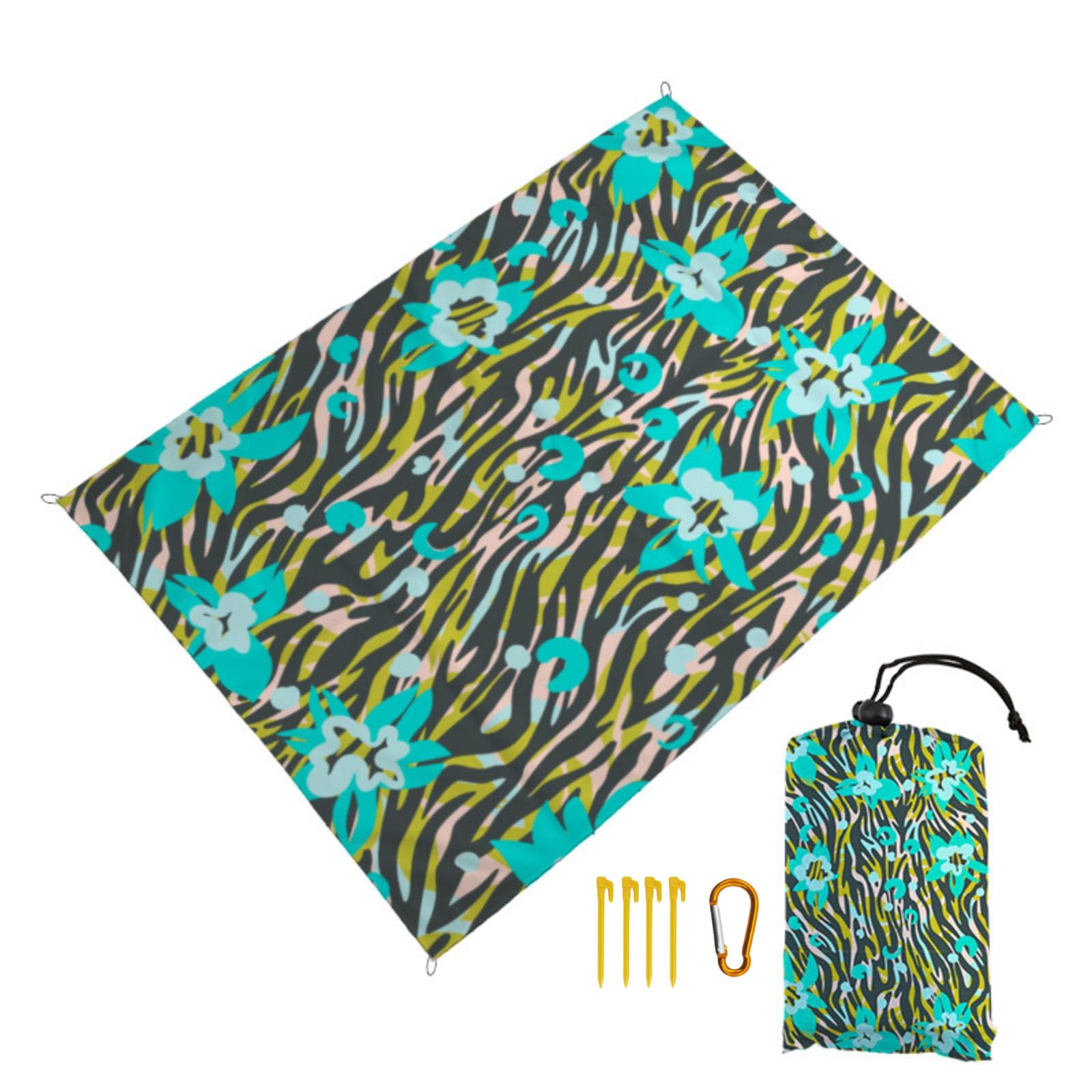 Surwin 3D Prints Sand-Free Waterproof Beach Blanket, Lightweight Compact Mats Quick-Dry Microfibre Beach Pad Extra Large Oversized Pool Towels for Camping, Hiking, Picnic (Leopard,140x150cm)