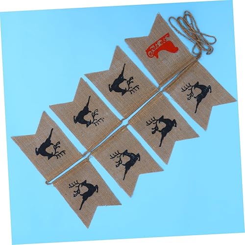 Miniatura 5 de jojofuny Christmas Decorations 3pcs Xmas Pattern Banner Guirnaldas para Xmas Bunting Flag Garlands for Decor Burlap Latte Art Christmas Christmas