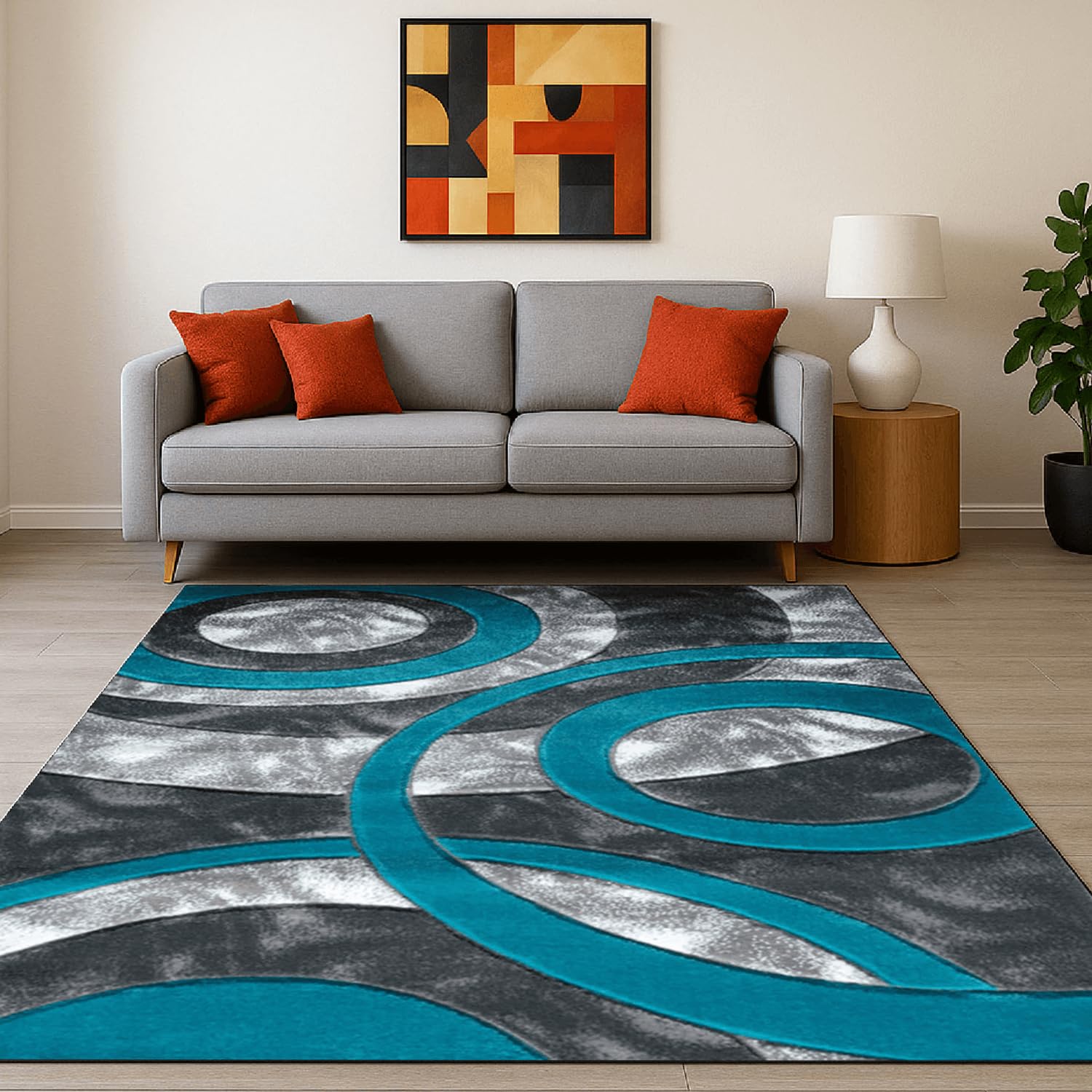 Cozy Haven Ecliptic Rugs - Large Fluffy Area Rug Carpet Washable Non-Slip Soft Modern Indoor Shaggy Floor Rug for Living Room, Bedroom, Hallway, Lounge – (Crystal Teal, 120x170 cm) — image 1