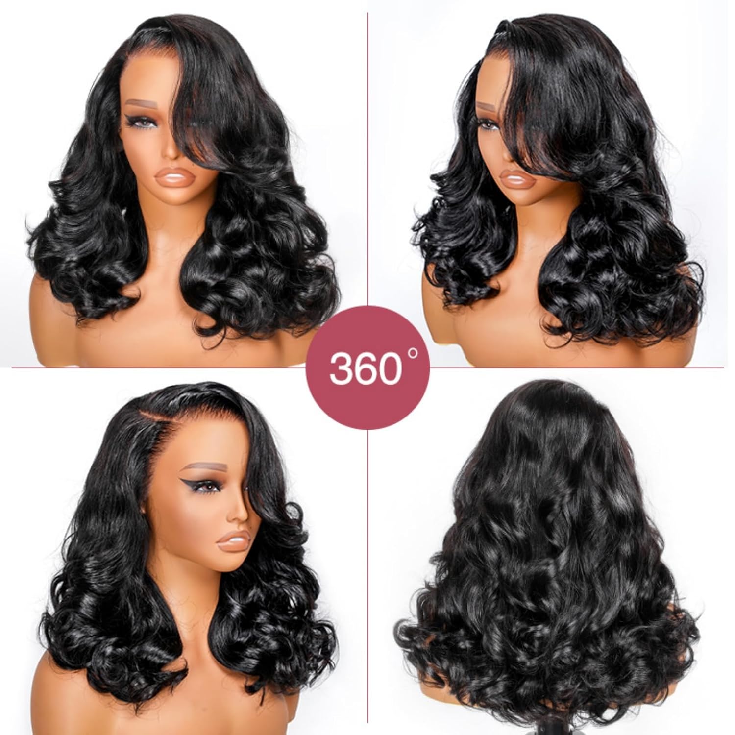 Wiggins Body Wave Side Part Layered Wig Human Hair Ocean Wave Layered Cut Curtain Bangs Face-Framing Layercut 6x8 Glueless Wig Human Hair Pre Plucked Pre Cut 26 Inch