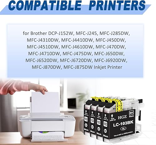 Miniatura 2 de LC103XL - Cartuchos de tinta compatibles con LC103 LC103XL de alto rendimiento compatible con impresora MFC-J245 MFC-J285DW MFC-J450DW MFC-J475DW