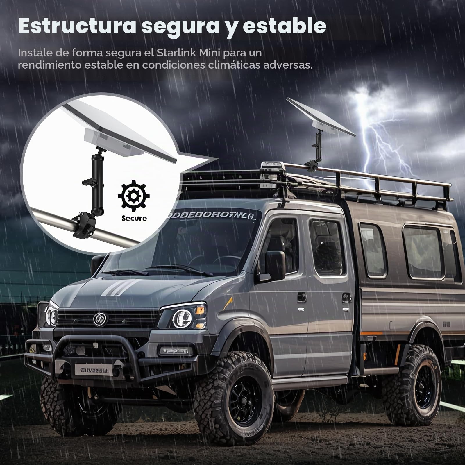 XLTTYWL Pole Mount Kit Starlink Mini 2025, adaptador de trípode de aluminio 1/10.2 cm-20 y 3/20.3 cm-16, abrazadera ajustable para StarLink Mini Dishy RV, cámper