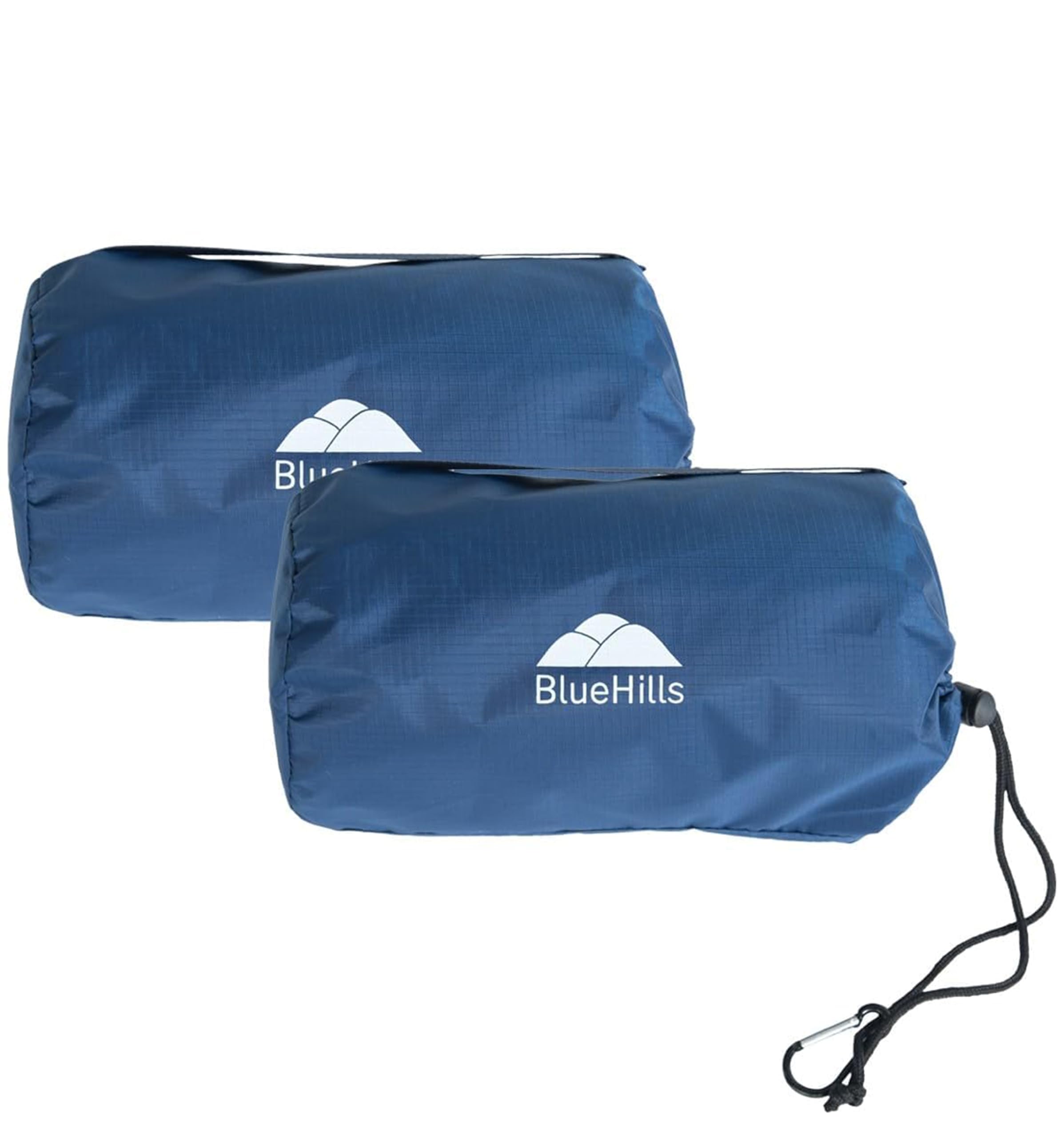 BlueHills C203-2PK - Coperta da viaggio ultra compatta, confezione da 2, grande, morbida, calda, portatile, con custodia per il trasporto, per aereo, auto, lunghi scali, campeggio, hotel, blu navy