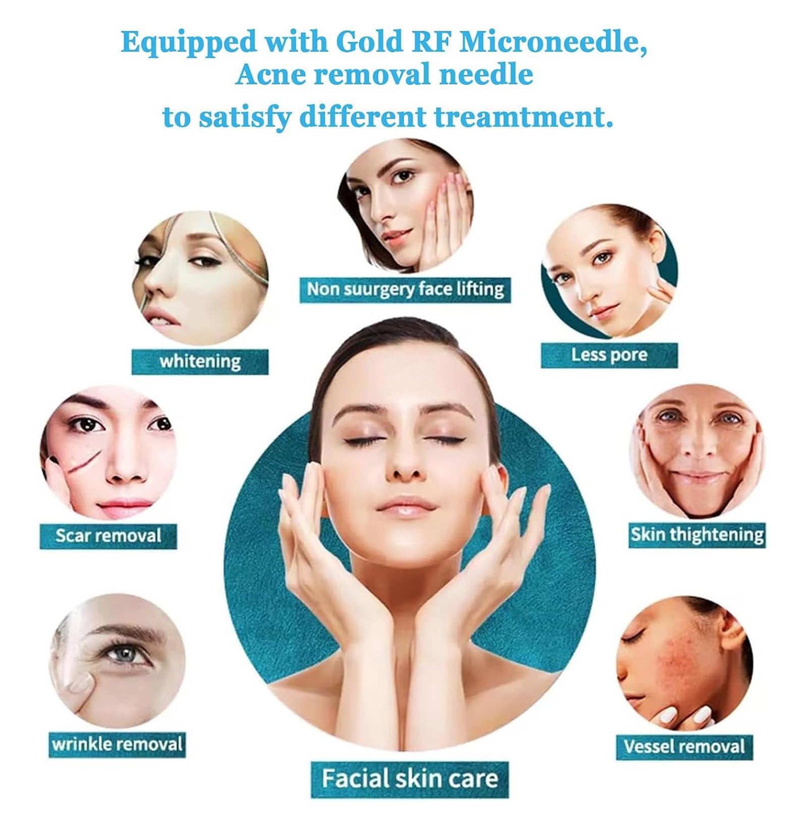 Máquina de microagujas de radiofrecuencia fraccionada, máquina de Belleza para Lifting Facial, máquina de Belleza para la Piel antiedad y eliminación de Arrugas con 4 Cabezales funcionales
